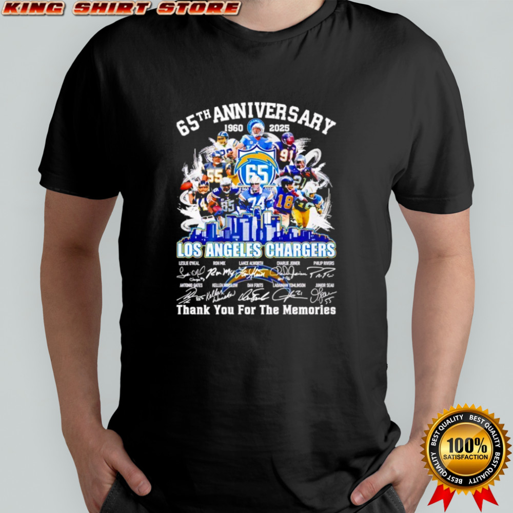 Los Angeles Chargers 65th Anniversary 1960-2025 thank you for the memories shirt