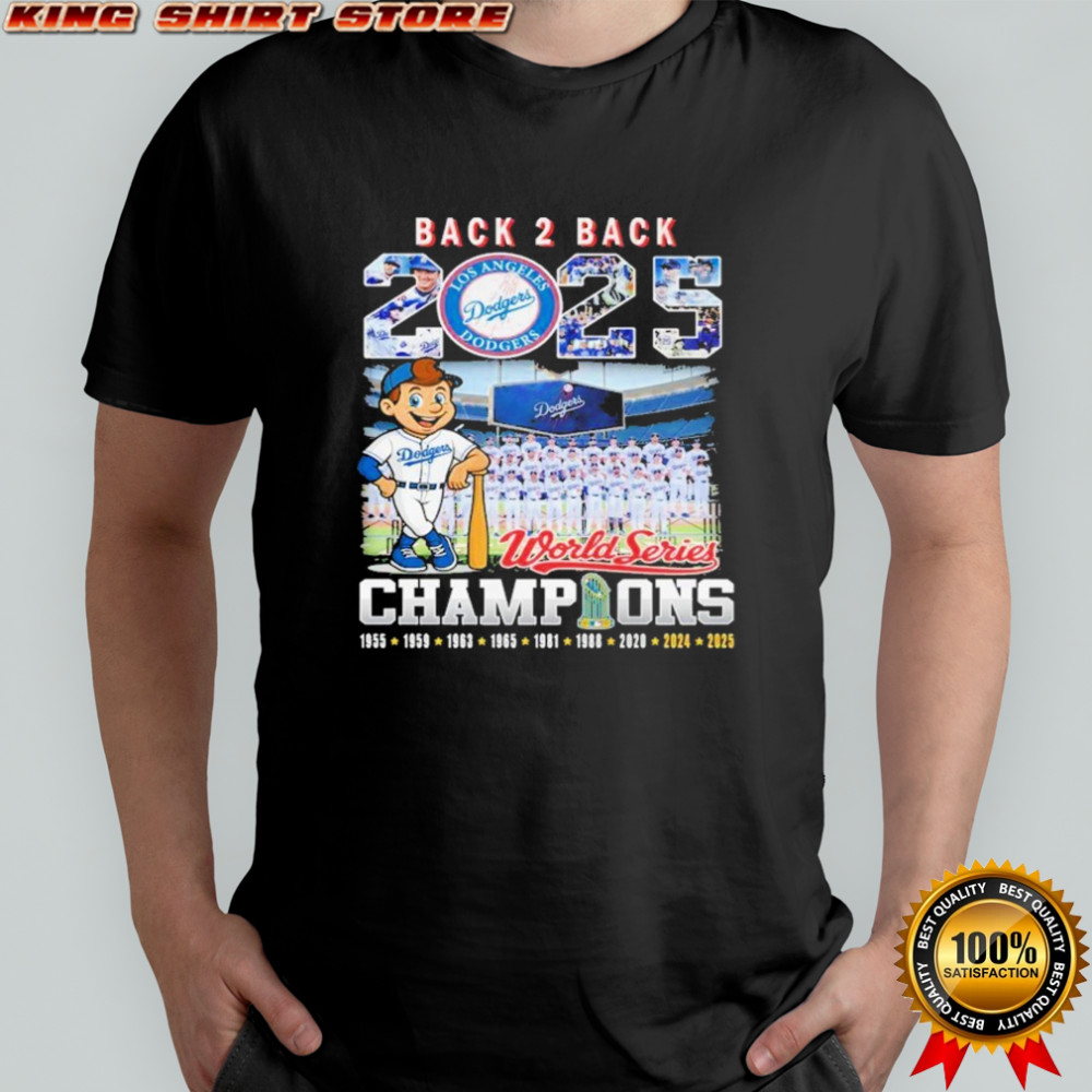 Los Angeles Dodgers 2025 World Series Back 2 Back Champions Mascot T-Shirt