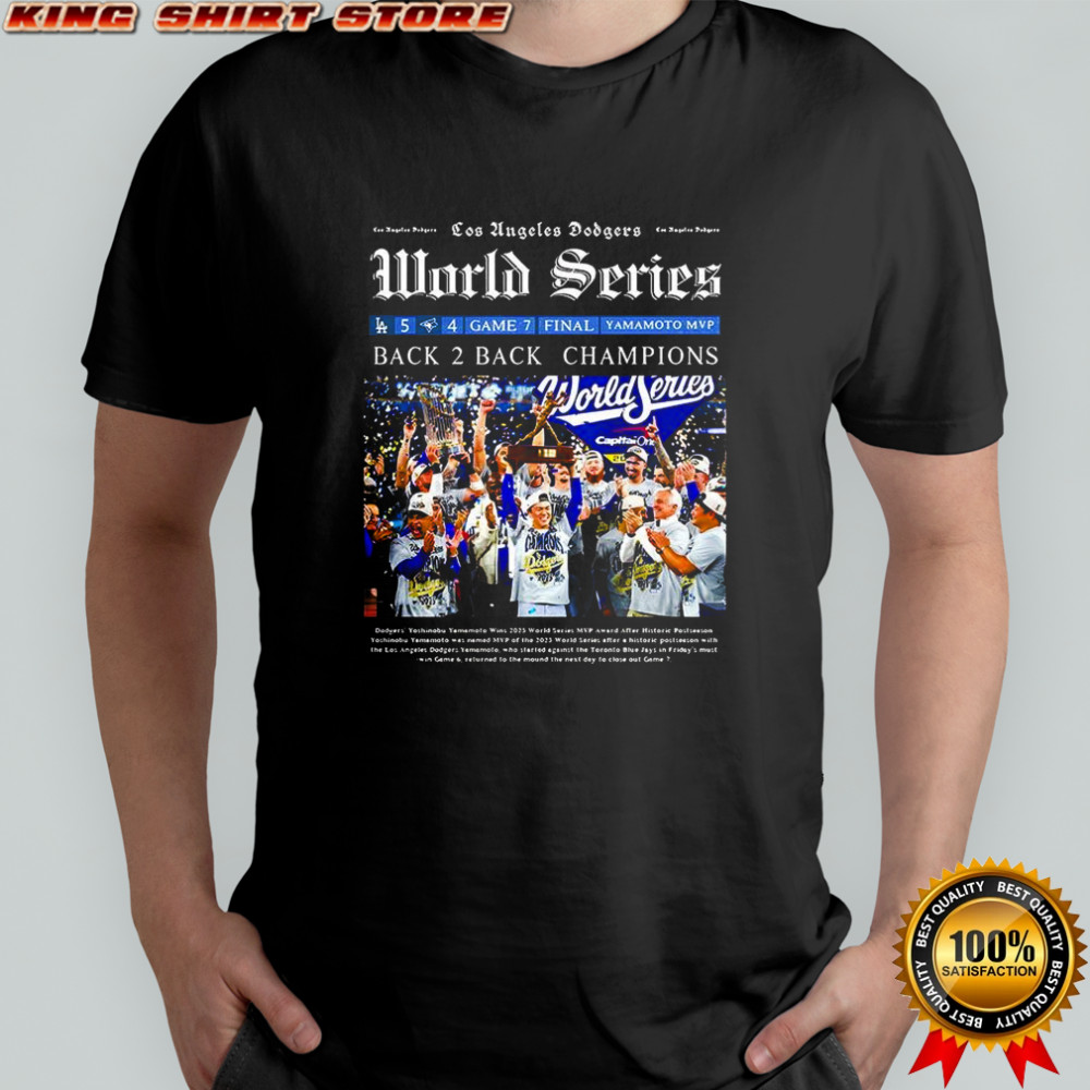 Los Angeles Dodgers World Series back to back Champions 2025 newspaper shirt