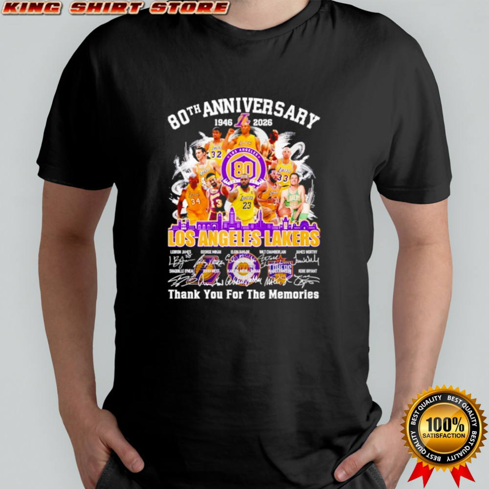 Los Angeles Lakers 80th Anniversary 1946-2026 thank you for the memories shirt