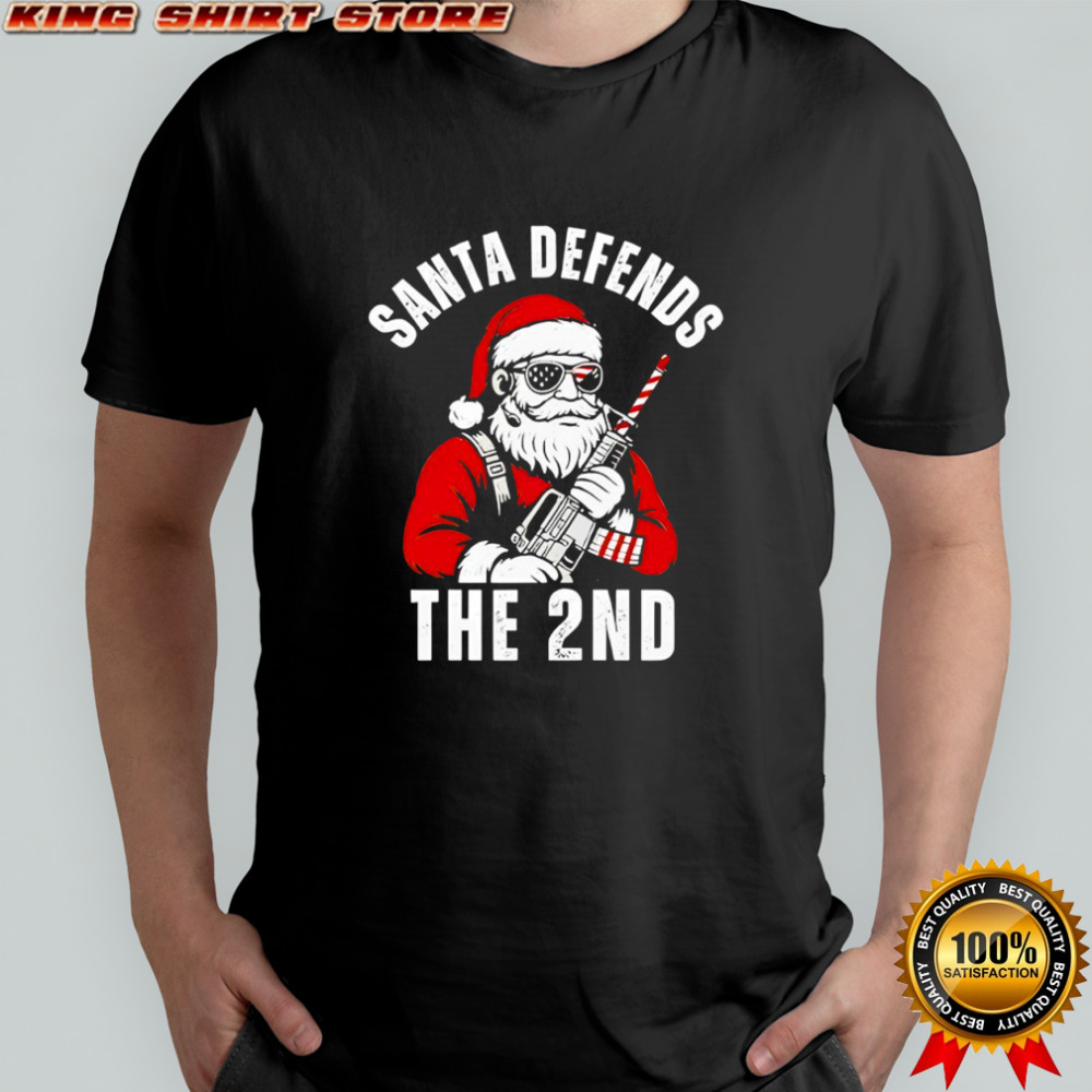 Merry Christmas Santa Defends The 2nd Amendment Shirt USA Patriotic shirt