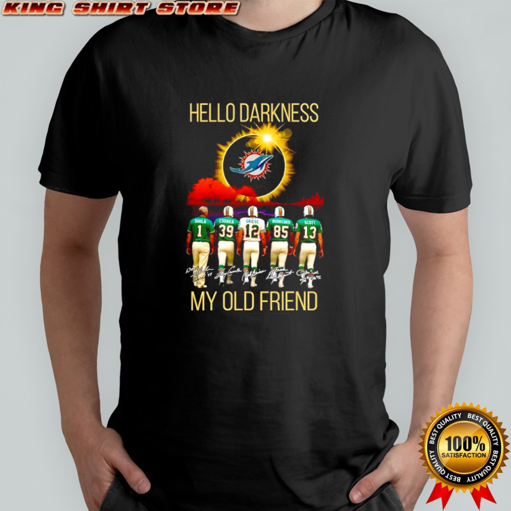 Miami Dolphins Hello Darkness my old friend signatures shirt