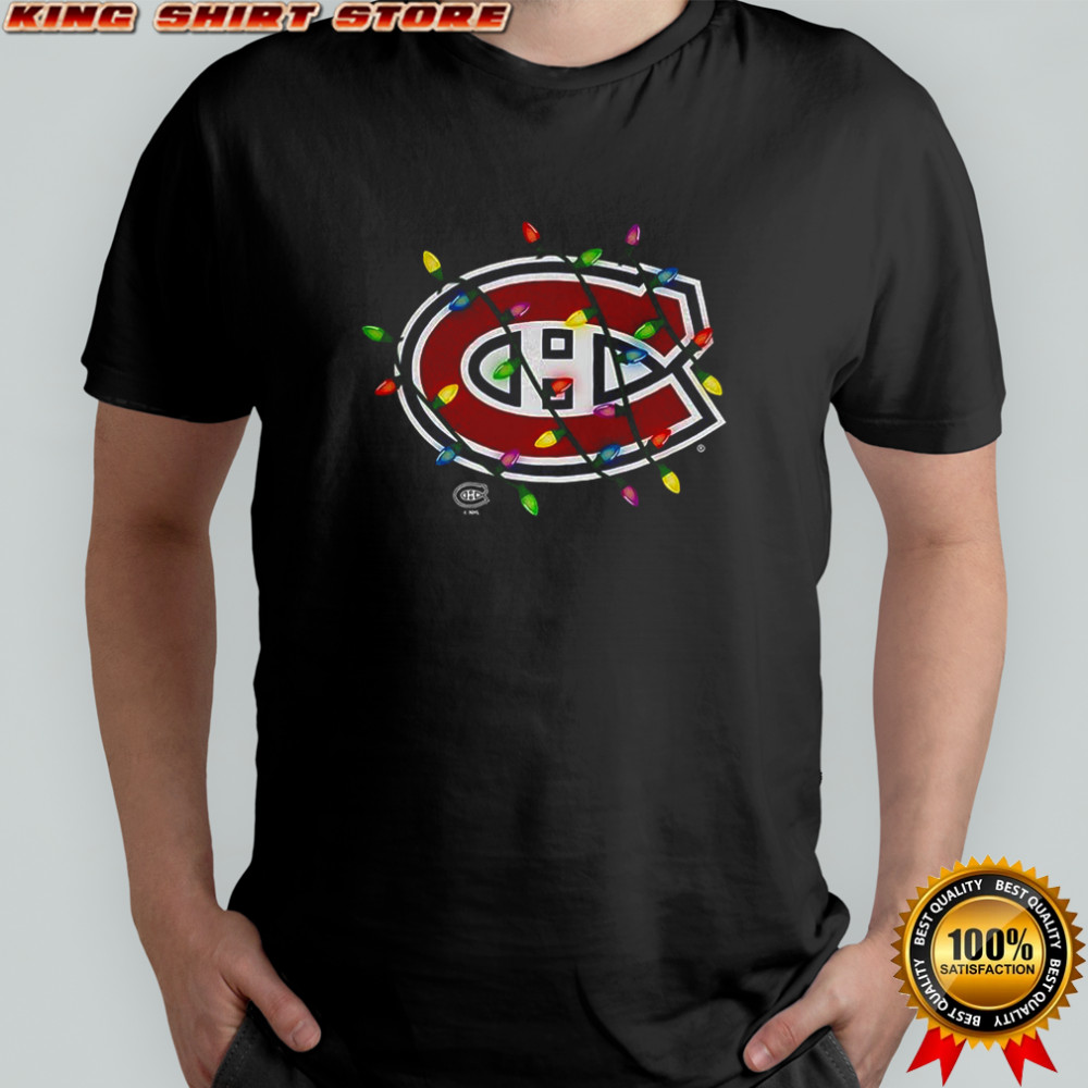 Montreal Canadiens logo Holiday Merry Christmas lights shirt
