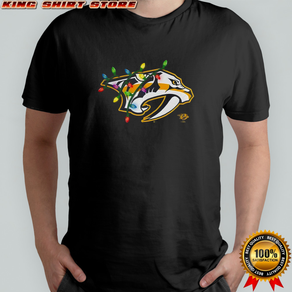 Nashville Predators logo Holiday Merry Christmas lights shirt
