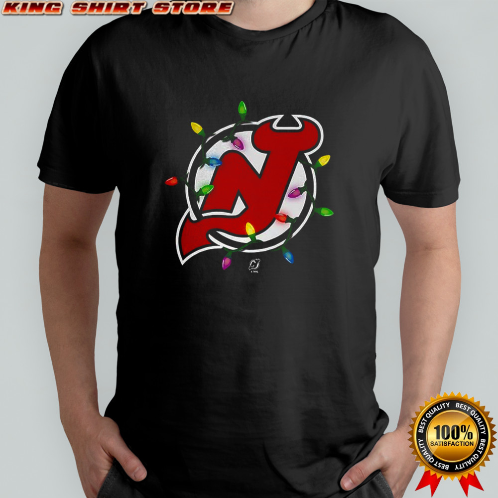 New Jersey Devils logo Holiday Merry Christmas lights shirt
