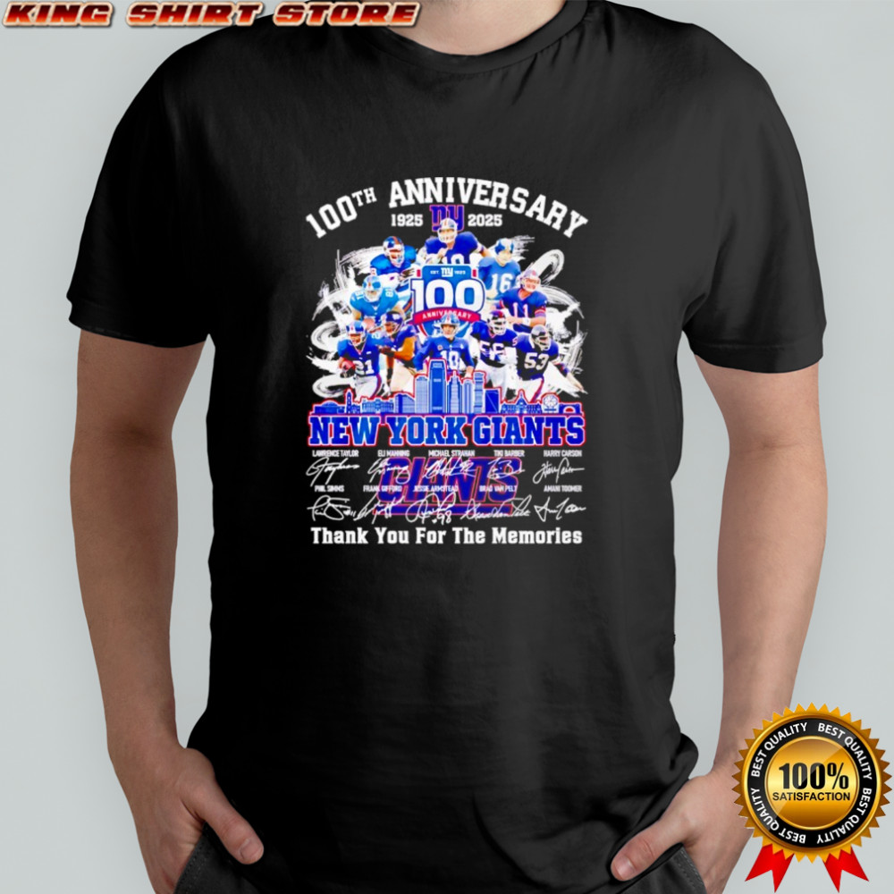 New York Giants 100th Anniversary 1925-2025 thank you for the memories shirt