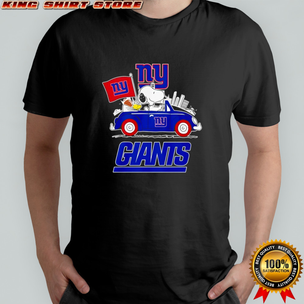 New York Giants x Snoopy and Woodstock drive car shirt