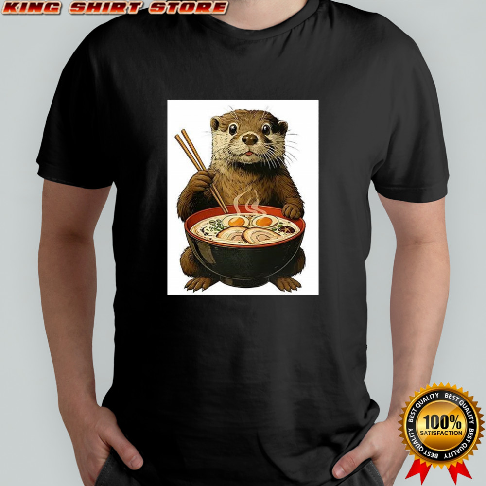 Otter eating ramen cartoon shirt