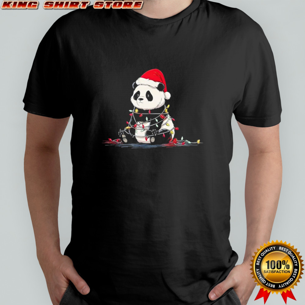 Panda Christmas Graphics Animal Lights Lover shirt