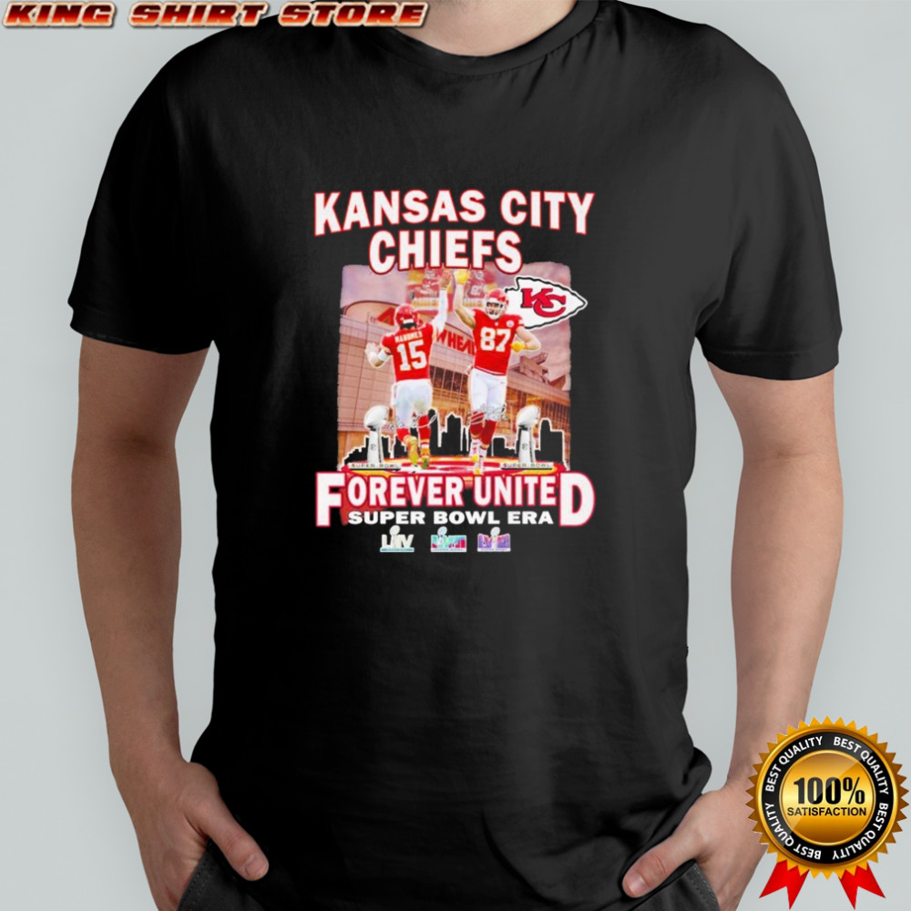 Patrick Mahomes And Travis Kelce Kansas City Chiefs Forever United Super Bowl Era Signatures T-shirt