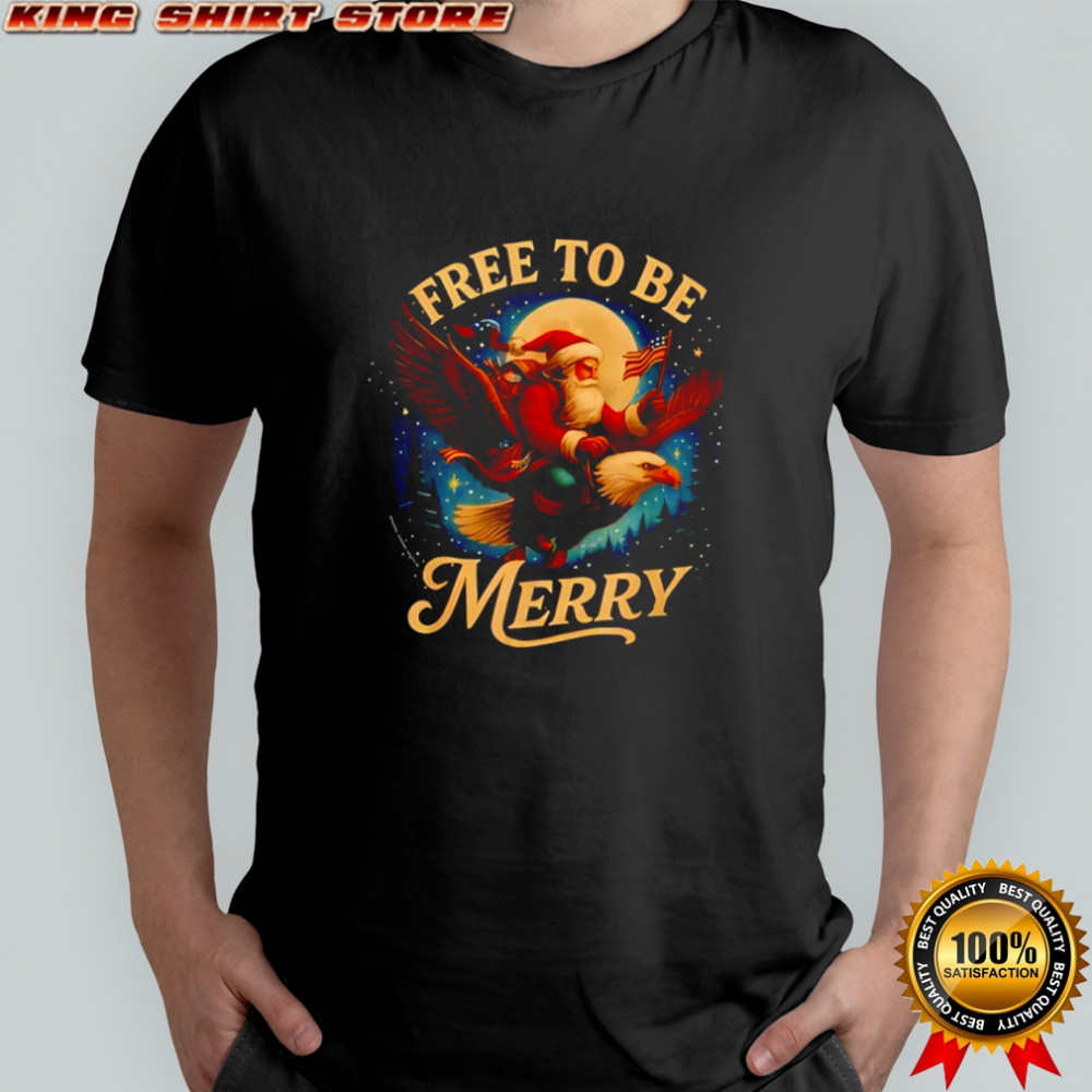 Patriotic USA Merry Christmas Santa Riding Eagle shirt