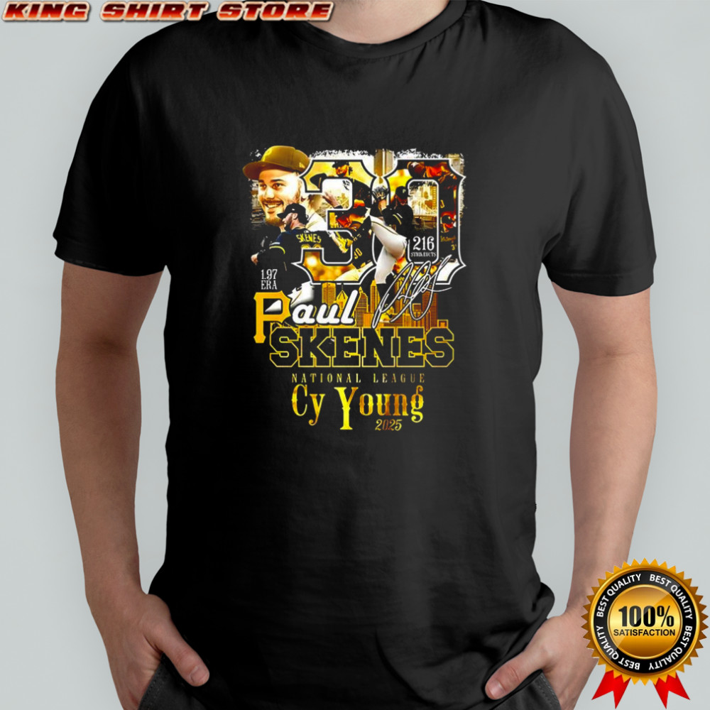 Paul Skenes Pittsburgh Pirates 2025 National League Cy Young signature shirt