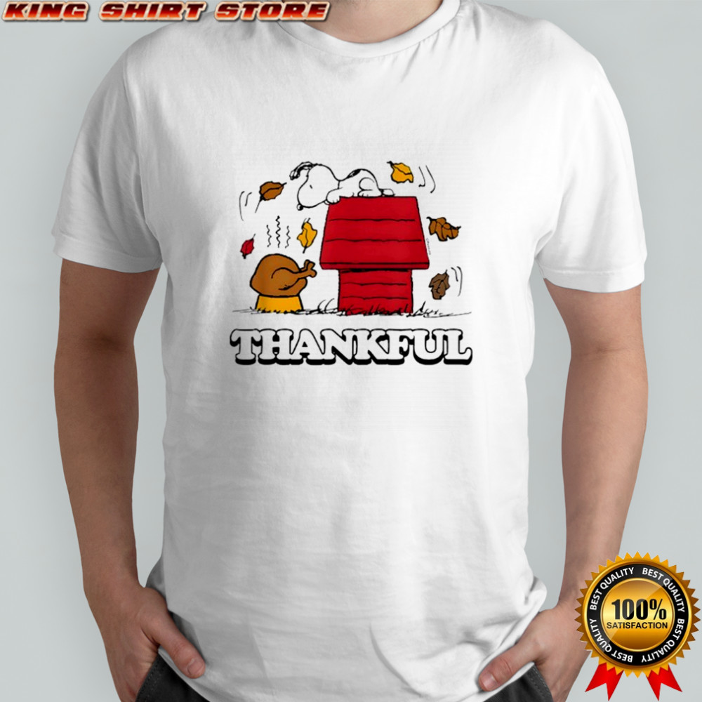 Peanuts Snoopy Thankful Turkey with Fall Leaves Shirt
