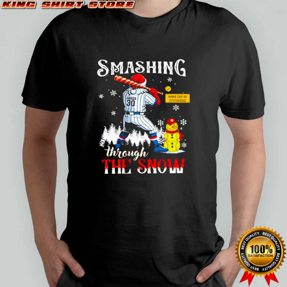 Personalized Christmas Softball Smashing Through The Snow Shirt
