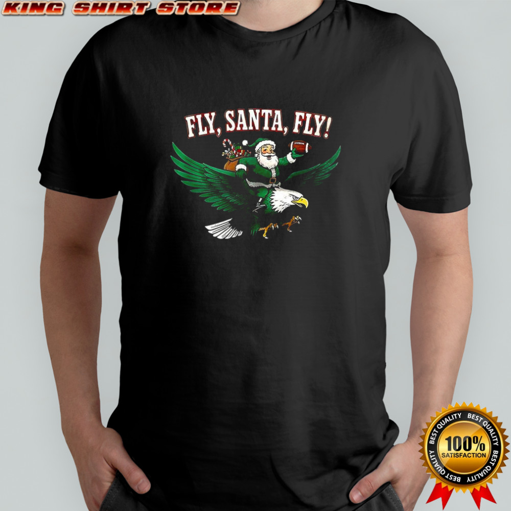 Philadelphia Eagles football fly Santa fly merry Christmas shirt