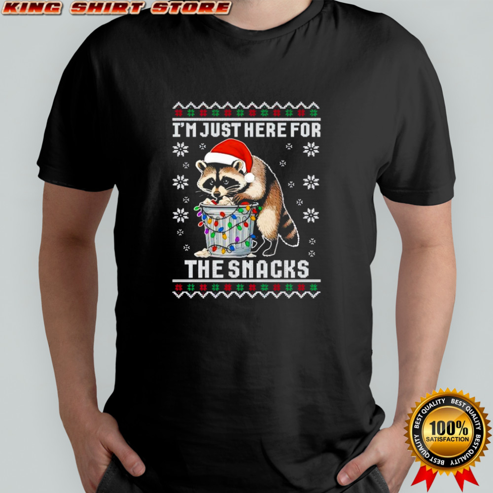 Raccoon Christmas i’m just here for the snacks shirt