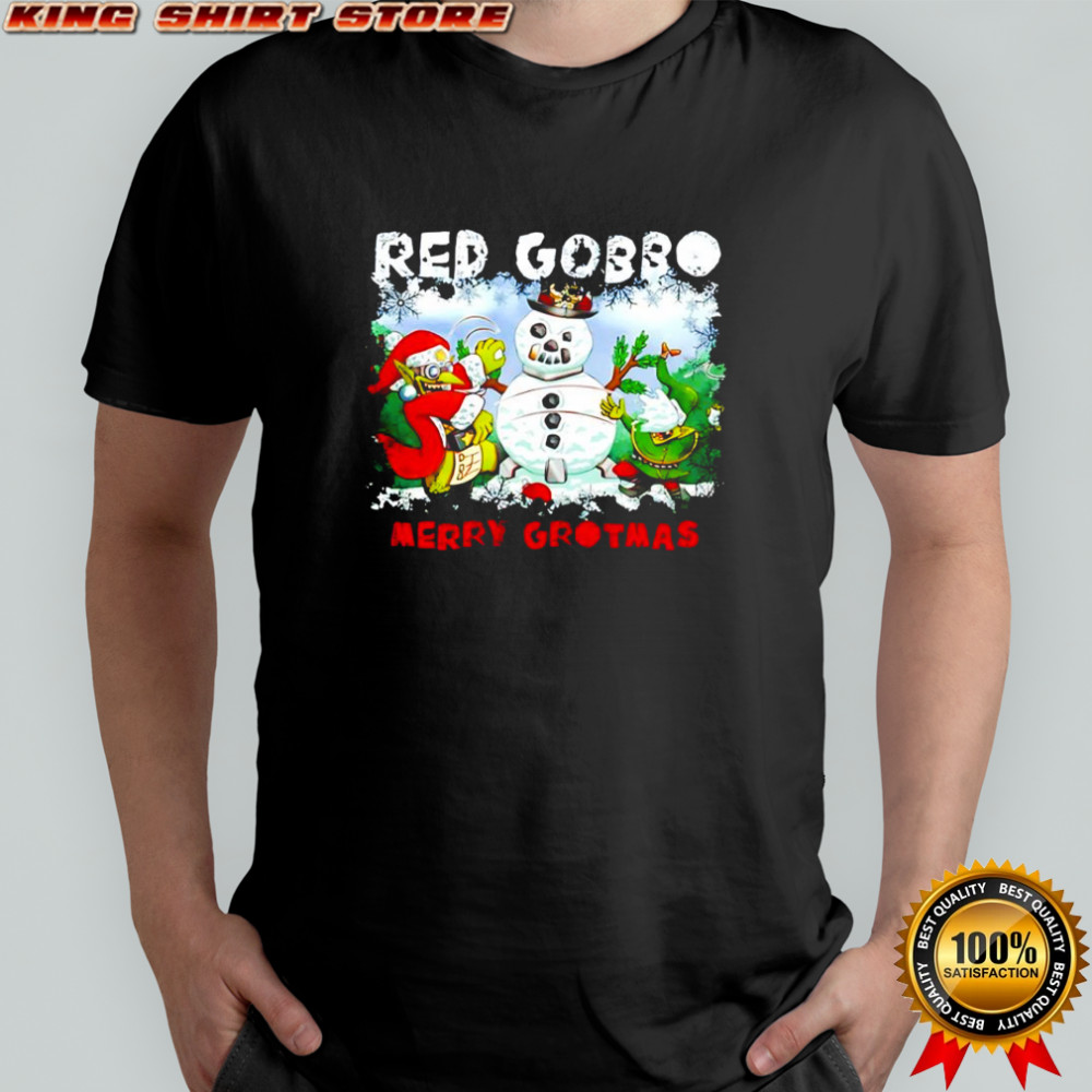 Red Gobbo Merry Grotmas Christmas with Snow shirt