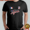 Red white and Detroit Tigers mascot USA flag shirt