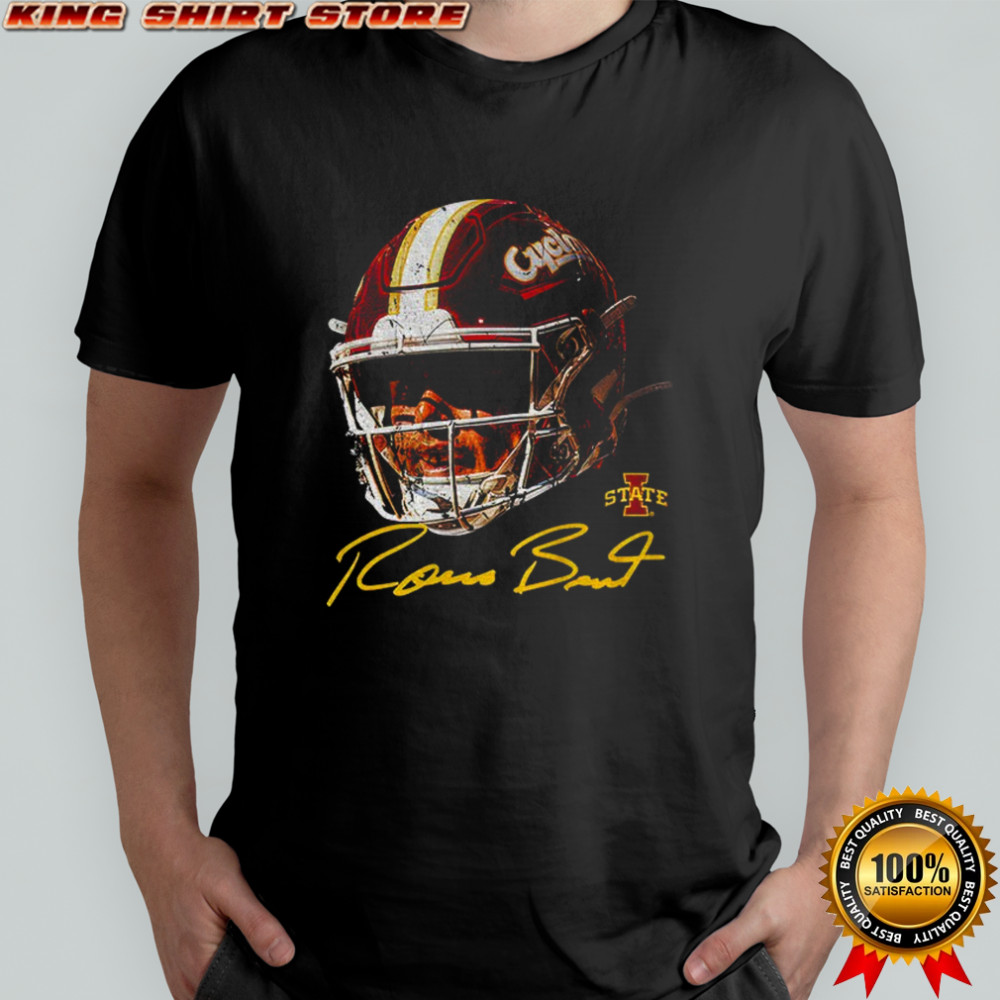 Rocco Becht helmet Iowa State Cyclones NFL Football signature vintage shirt