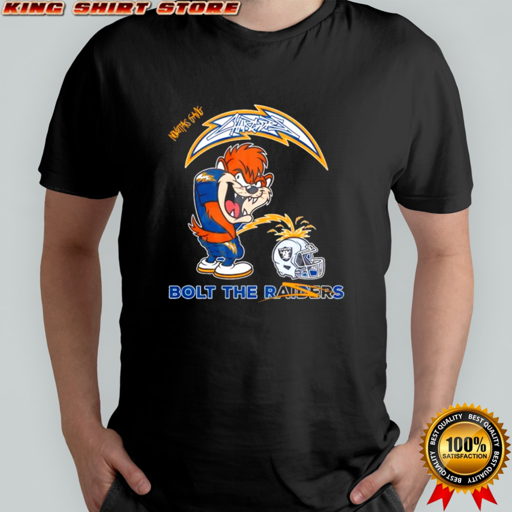 San Diego Chargers Tasmanian Devil bolt the Las Vegas Raiders NFL helmet graphic shirt