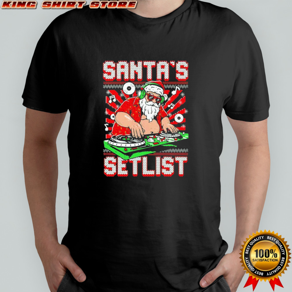 Santa Claus DJ cartoon Santa’s Setlist Merry Christmas shirt