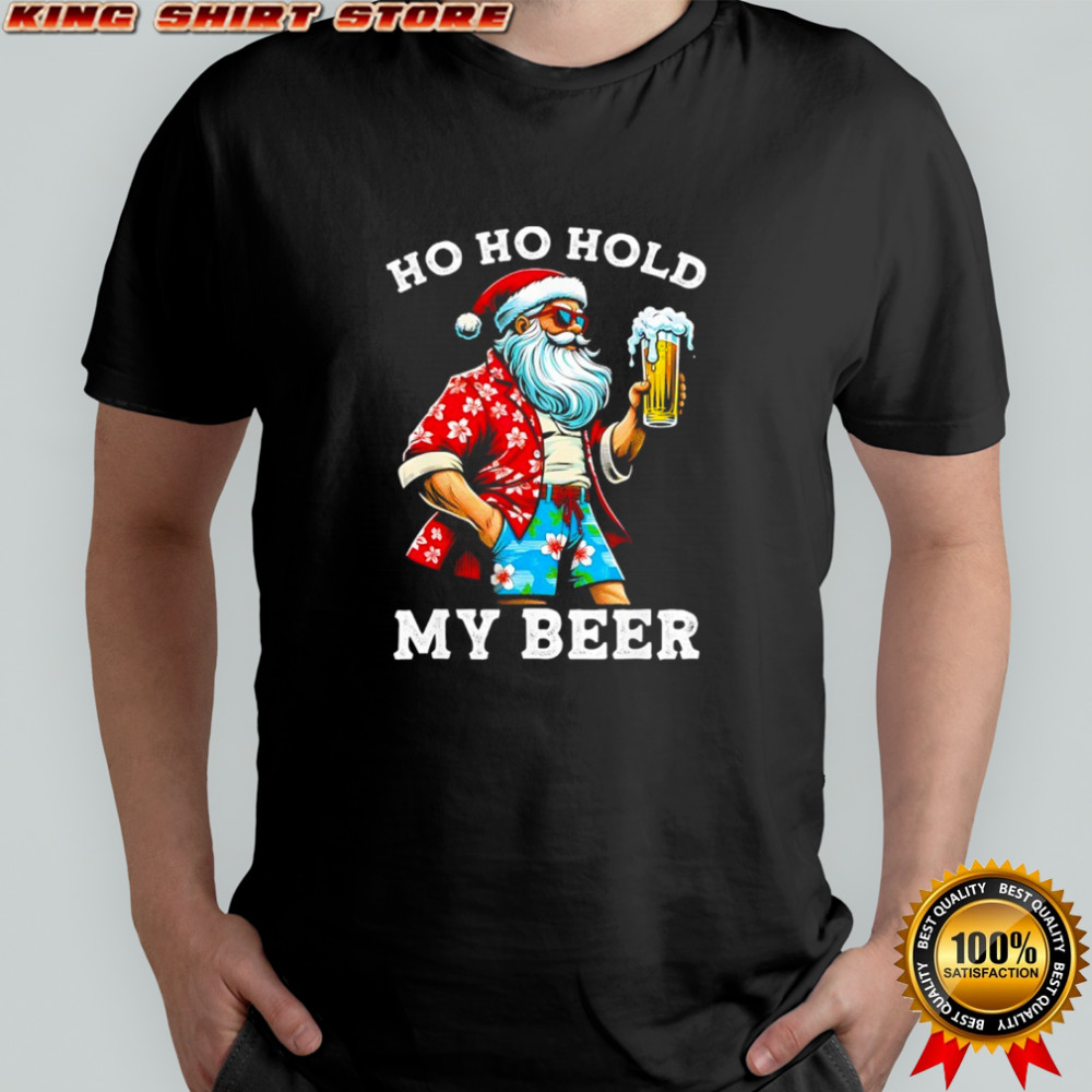 Santa With Sunglasses and Beer Christmas shirt