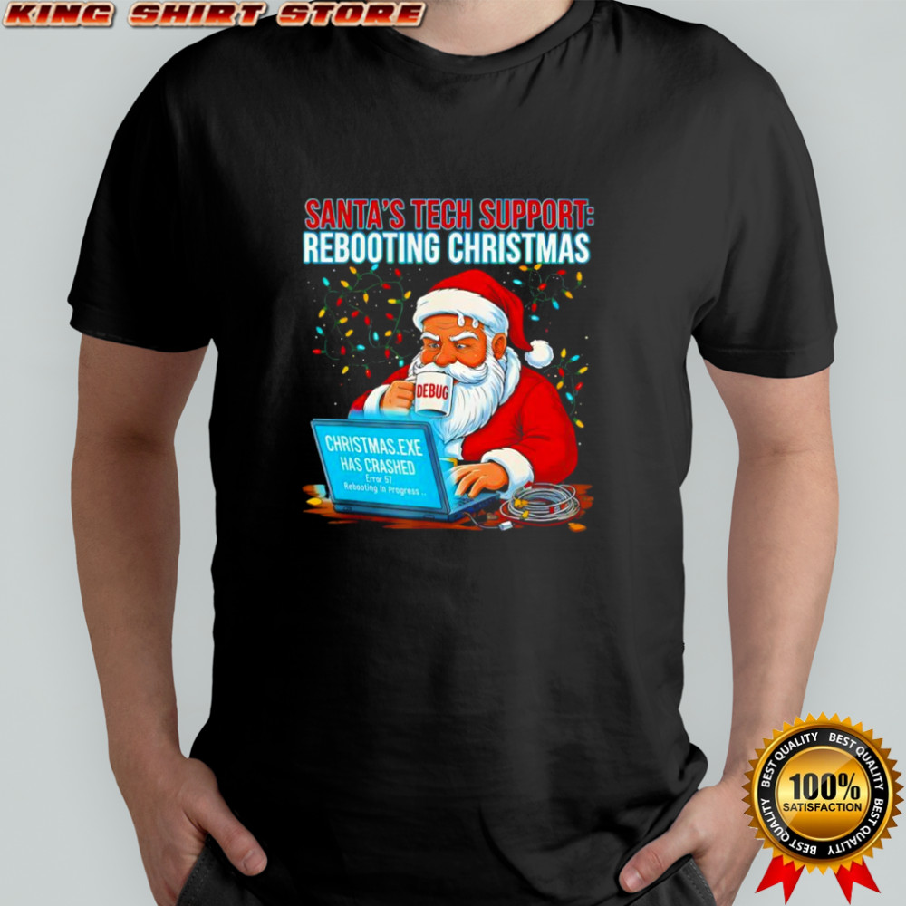 Santa’s Tech Support Rebooting Christmas Debug shirt
