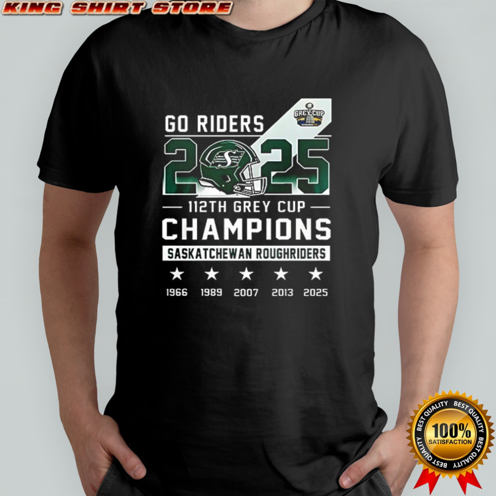 Saskatchewan Roughriders 112th Grey Cup 2025 champions name roster shirt