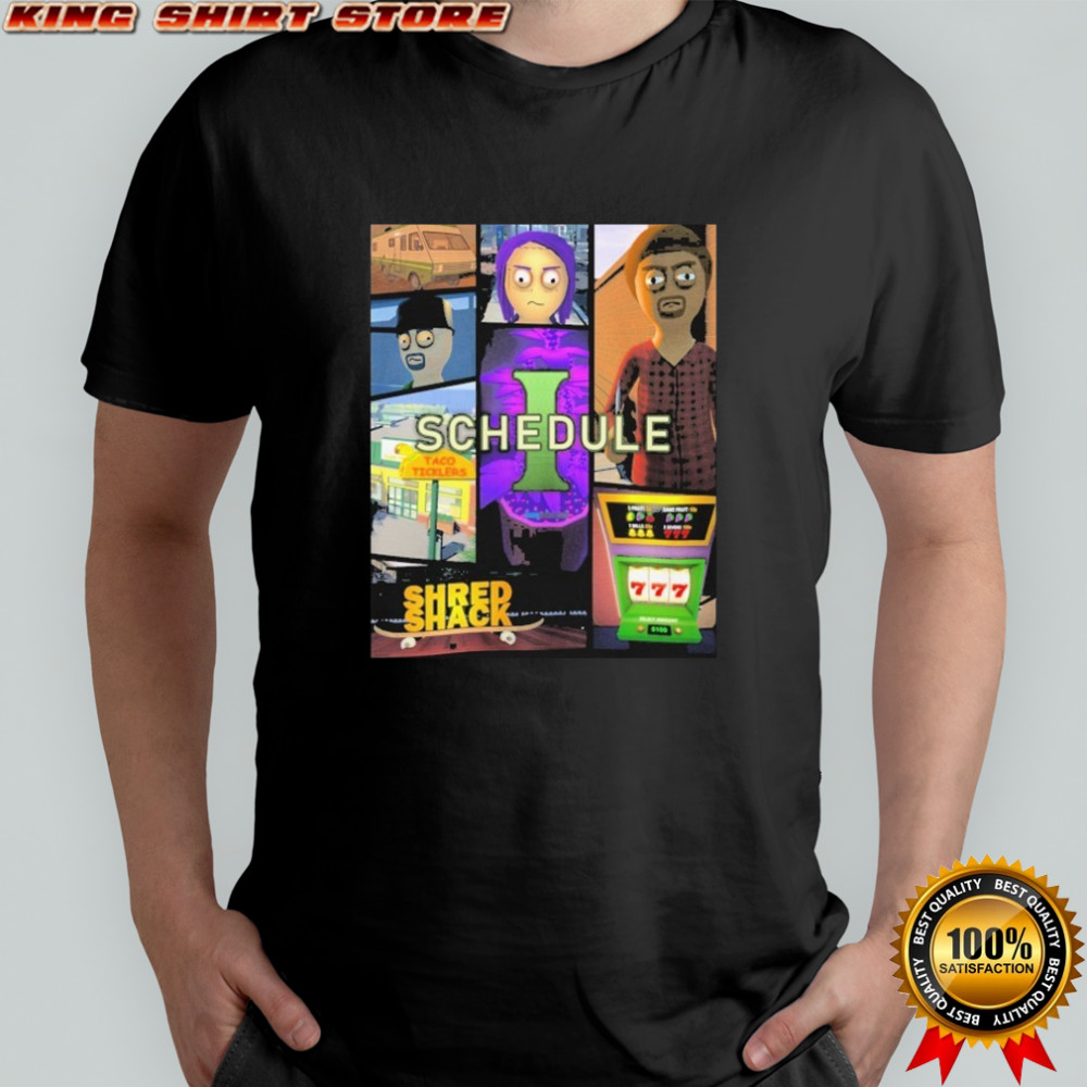 Schedule Shred Shack Game Cover T-shirt