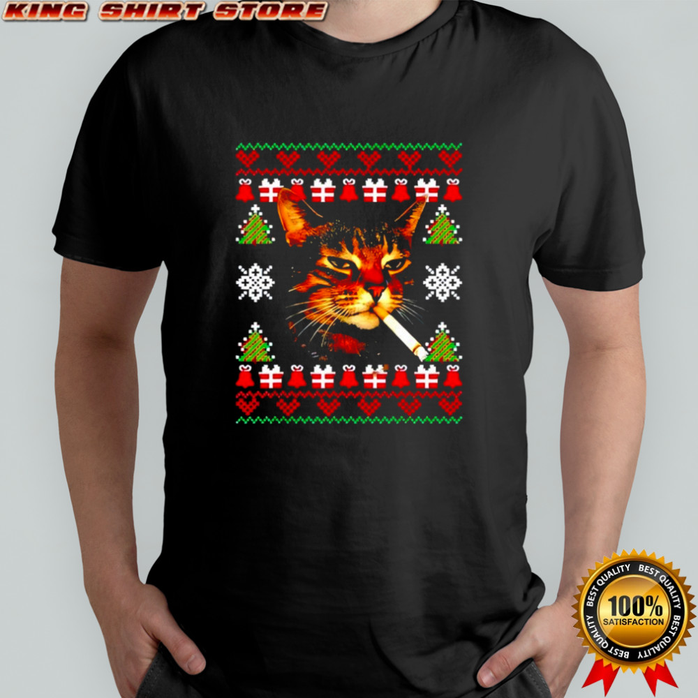 Smoking Cat Meme Ugly Christmas shirt