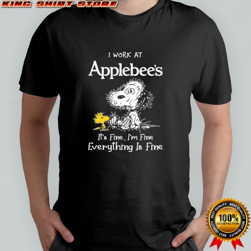 Snoopy and Woodstock I work at Applebee’s it’s fine i’m fine everything is fine shirt