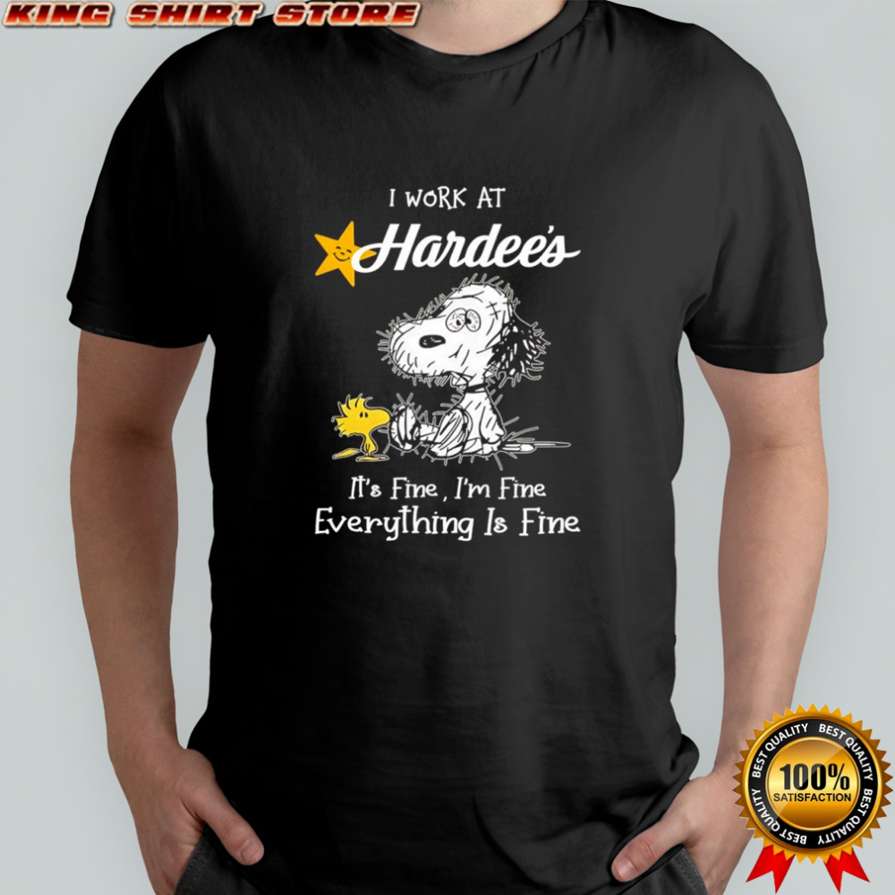 Snoopy and Woodstock I work at Hardee’s it’s fine i’m fine everything is fine shirt
