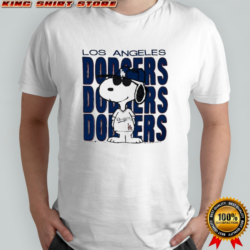 Snoopy wearing Los Angeles Dodgers jersey vintage shirt