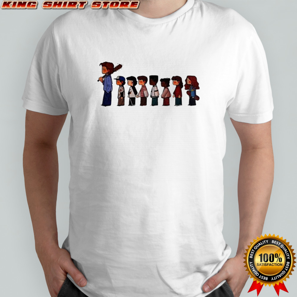 Stranger Things 5 characters cartoon shirt