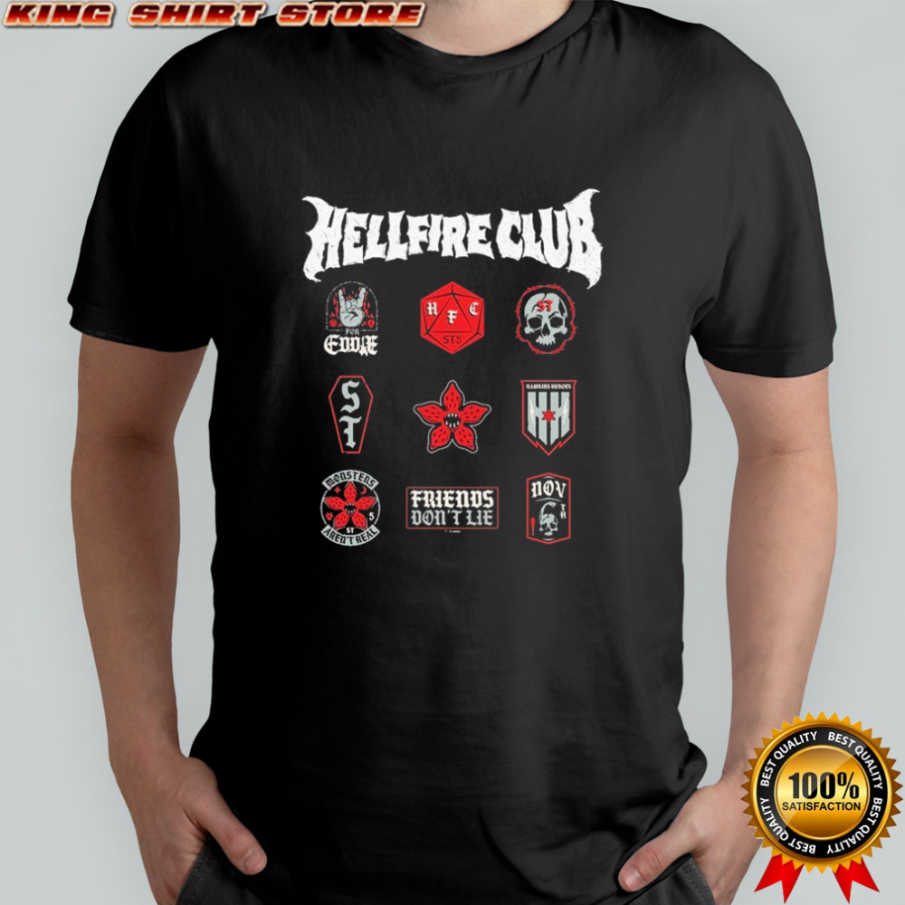 Stranger Things Friends Don’t Lie Hellfire Club Badges T-shirt