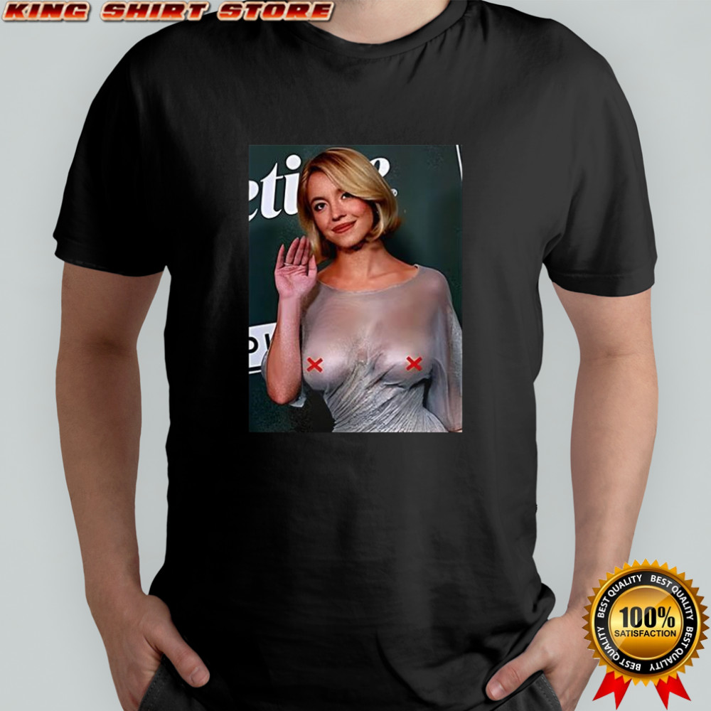 Sydney Sweeney see thru glamorous wet meme shirt