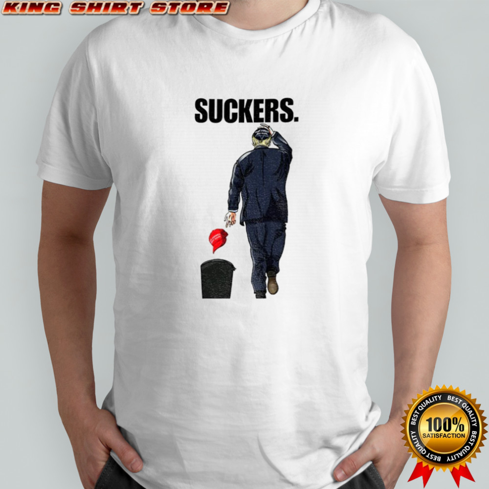 Trump Sucker throw away Make America Great Again hat Trump Lock Him Up shirt