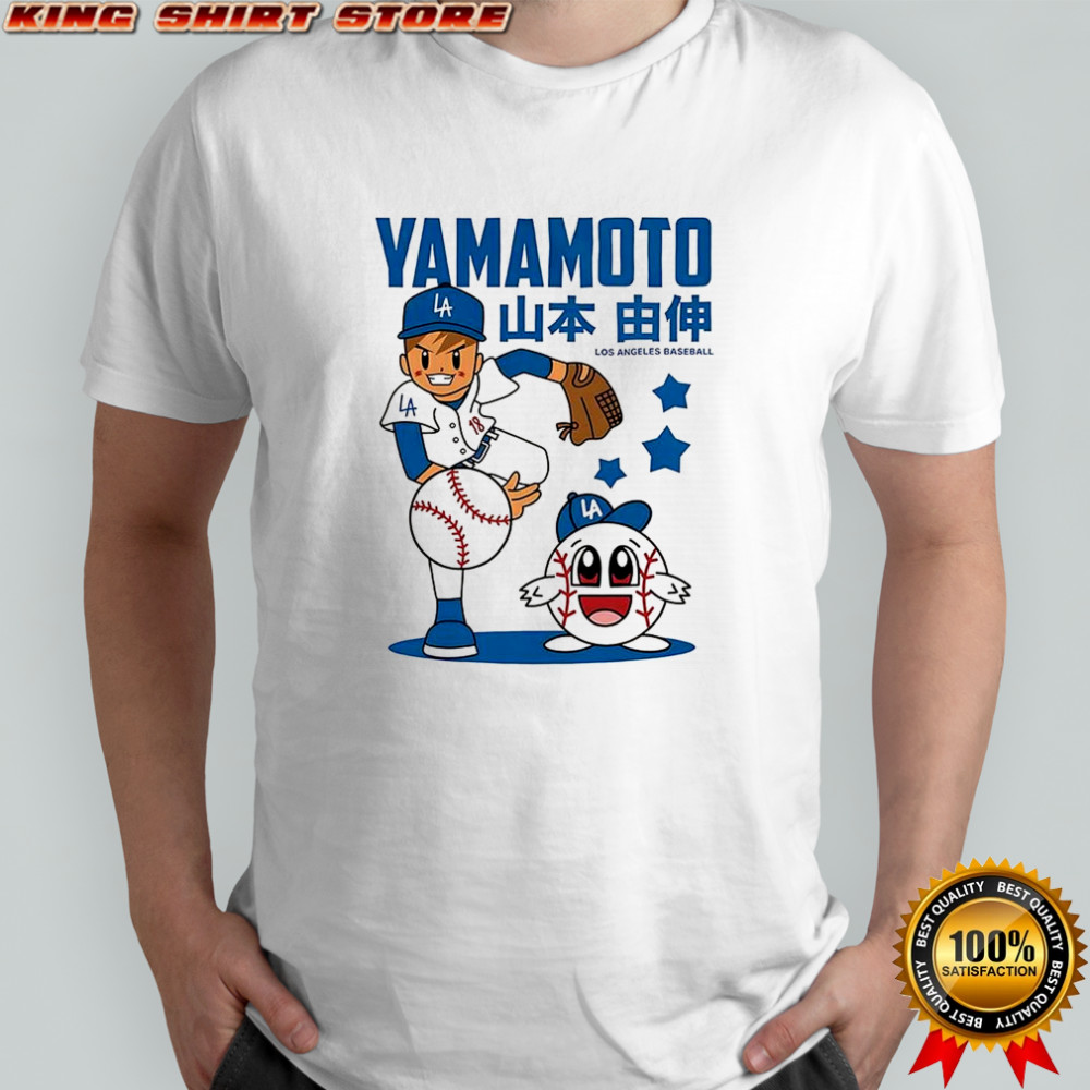 Yoshinobu Yamamoto Los Angeles Dodgers superstar cartoon shirt