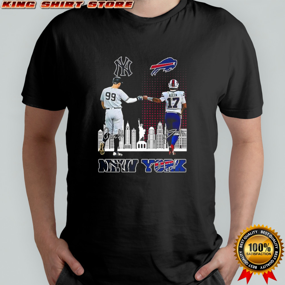 Aaron Judge New York Yankees touch hand Josh Allen Buffalo Bills 2025 Legendary stars shirt