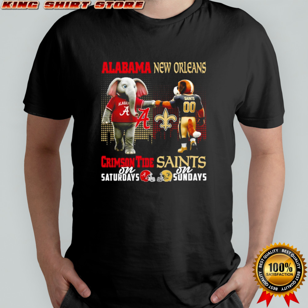 Alabama Crimson Tide On Saturdays x New Orleans Saints On Sundays Mascot Shirt