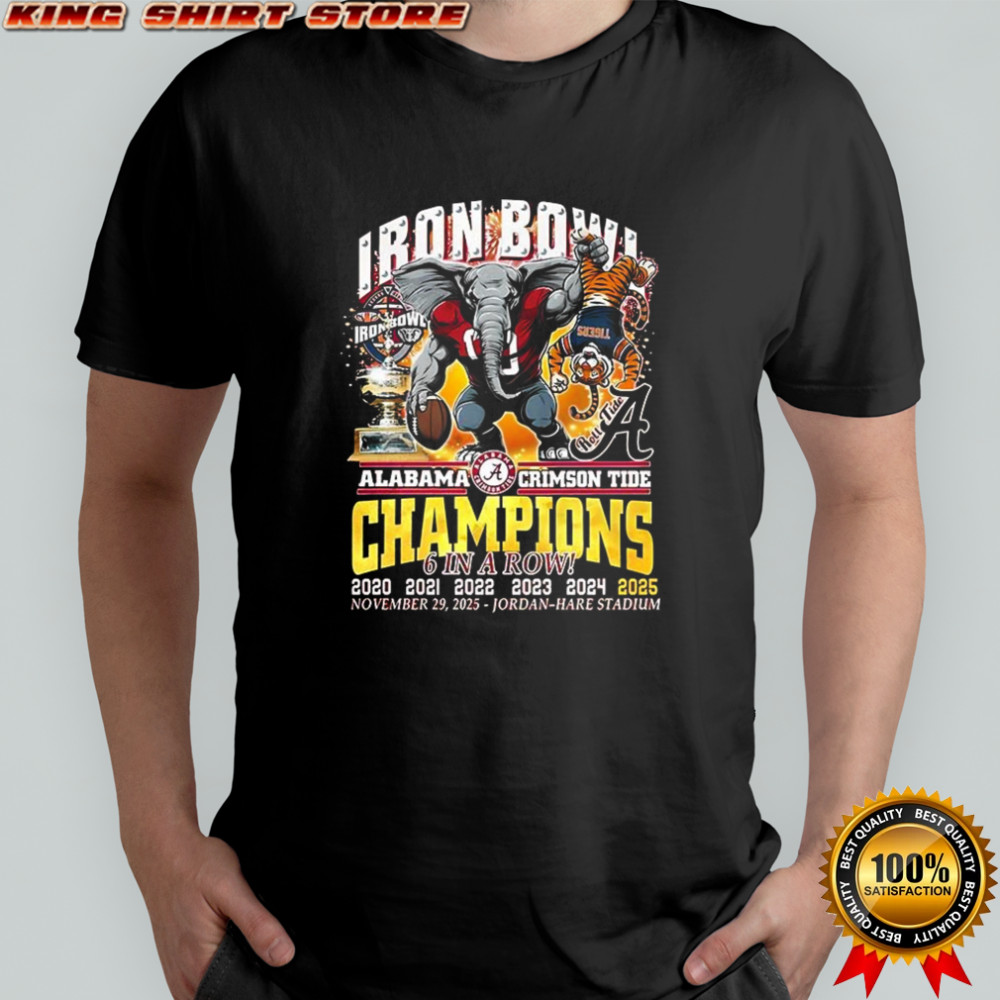 Auburn Tigers beat Alabama Crimson Tide NCAA Iron Bowl Champions 2025 6 in a row mascot shirt