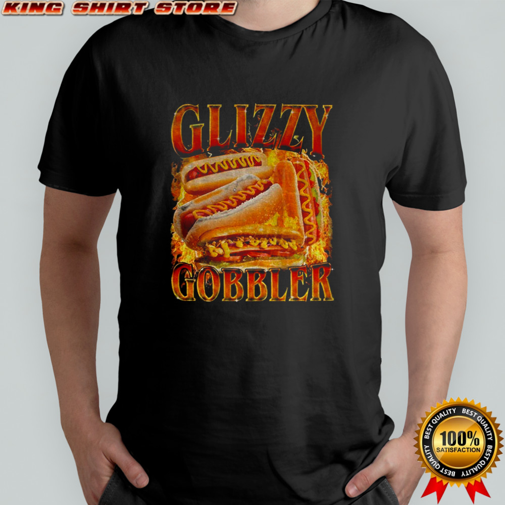 Glizzy gobbler faded hot dog funny meme shirt