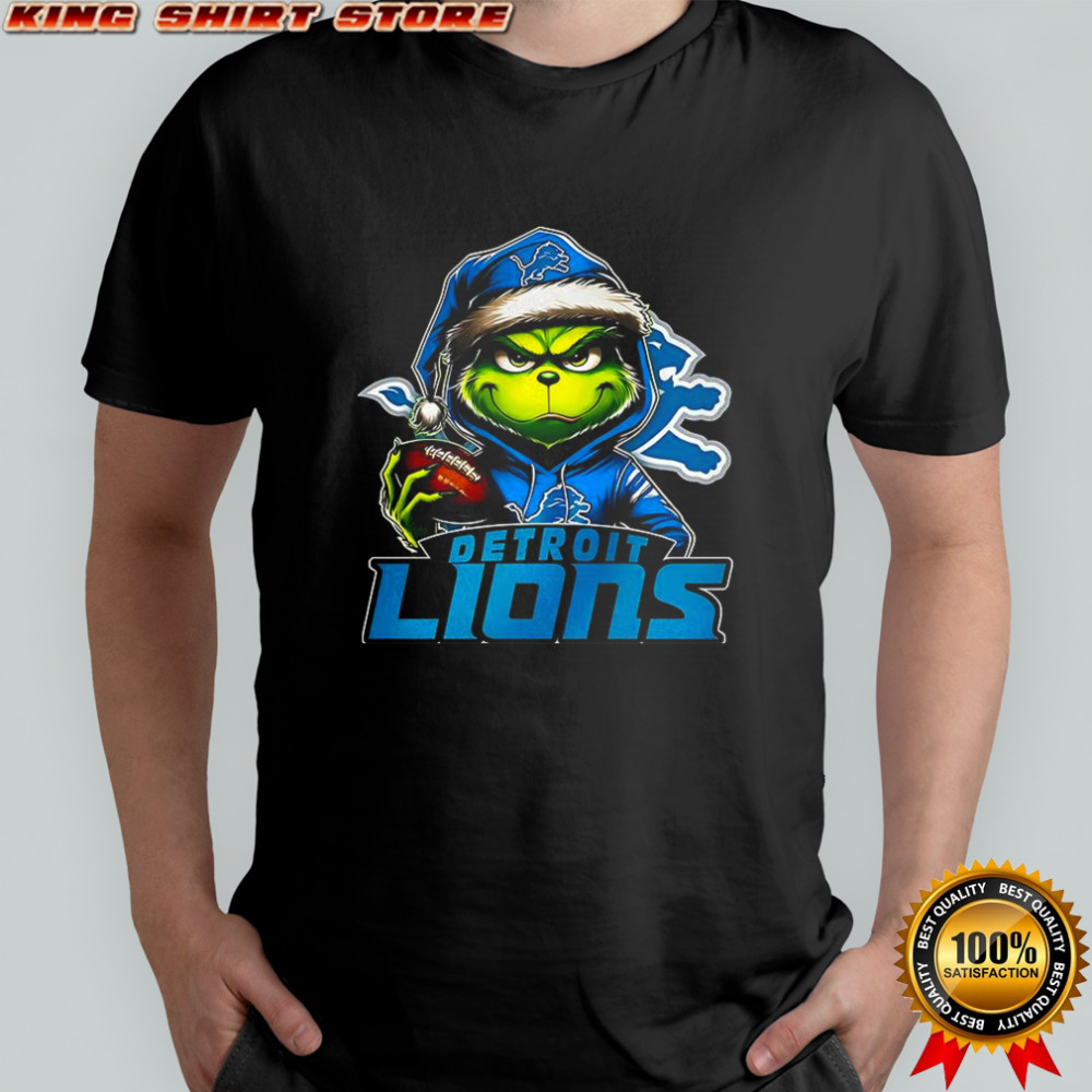 Grinch Santa hat X Detroit Lions NFL Christmas shirt