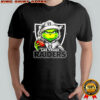 Grinch wearing Santa x Las Vegas Raiders hat Christmas shirt