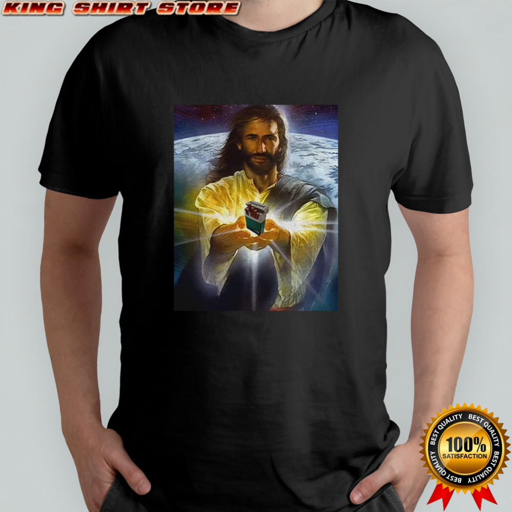 Jesus holding cigarettes funny meme shirt