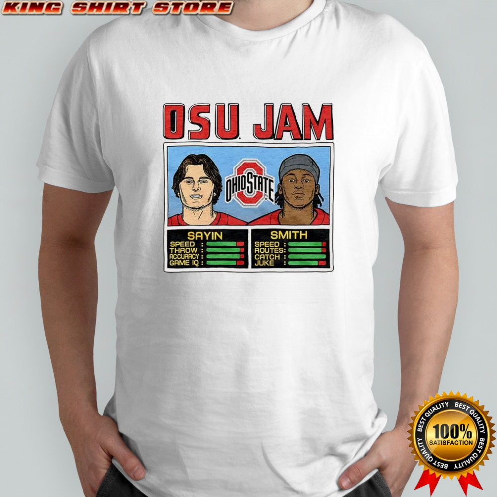 Julian Sayin and Jeremiah Smith Ohio State Buckeyes football JAM classic video game shirt