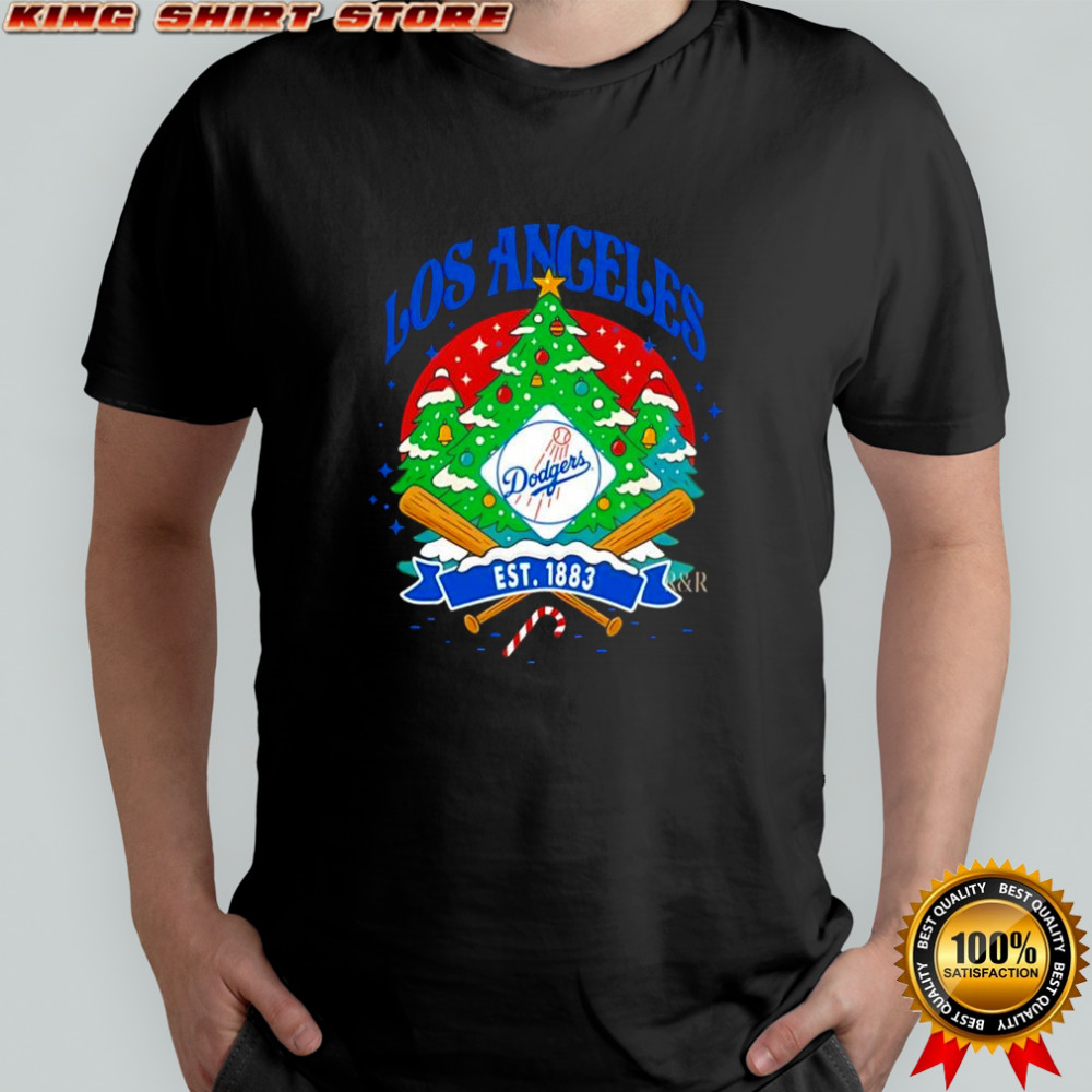Los Angeles Dodgers ugly Christmas tree motif est 1883 logo shirt