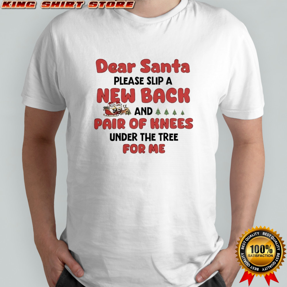 Minions dear Santa please slip a new back and pair of knees under the tree for me shirt