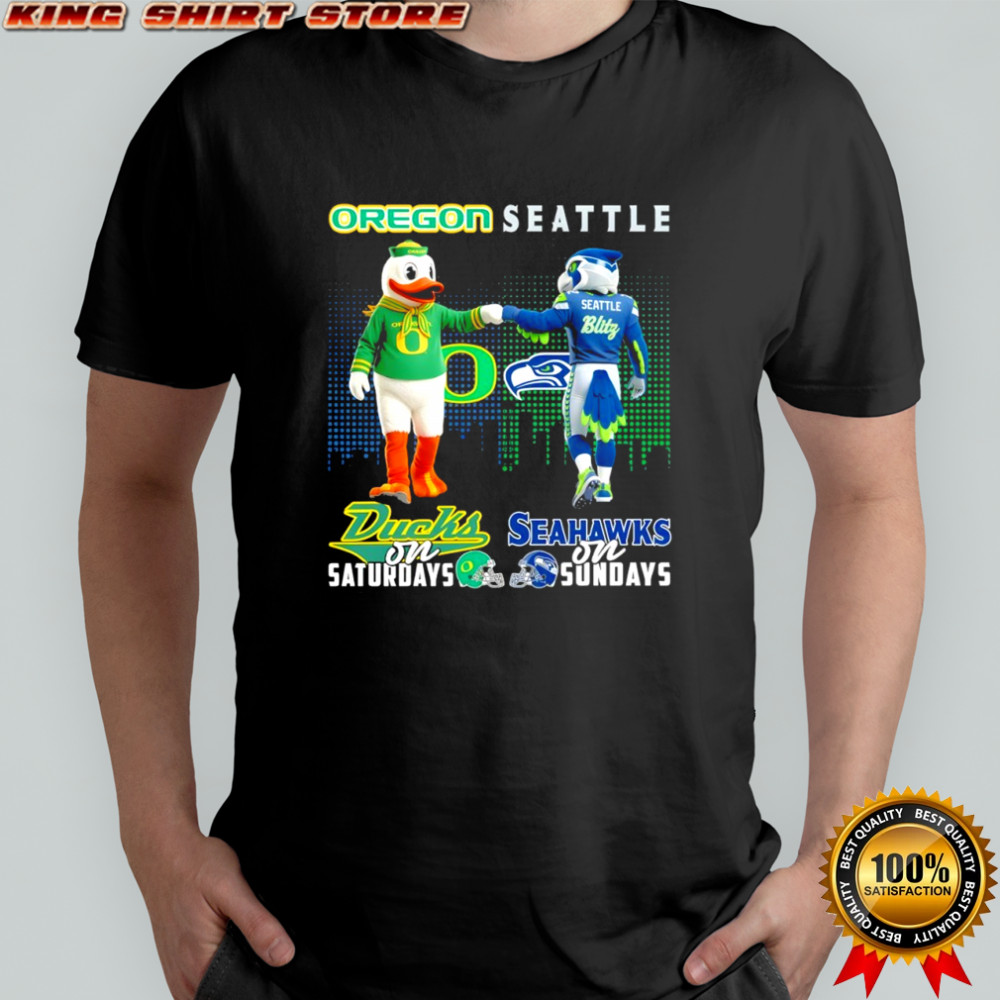 Oregon Ducks backs on Saturdays x Seattle Seahawks on Sundays Mascot shirt