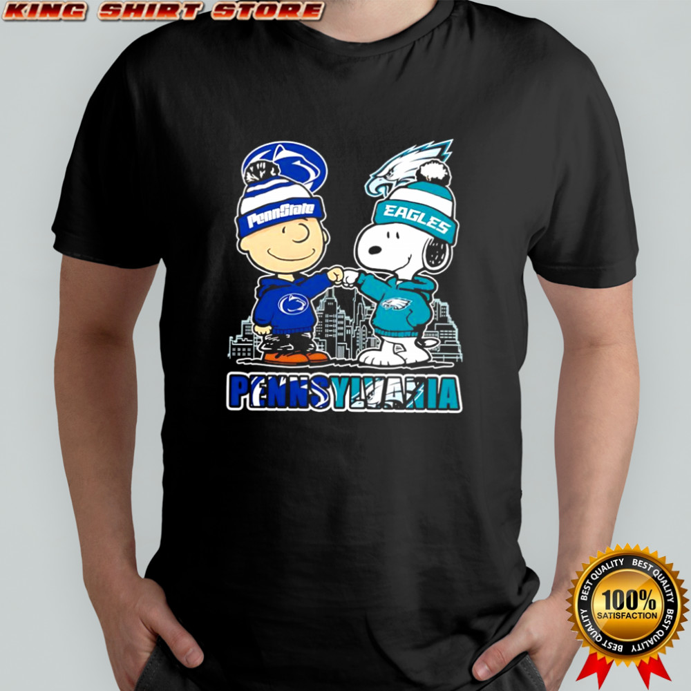 Pennsylvania Charlie Brown & Snoopy with Penn State & Philadelphia Eagles logo shirt